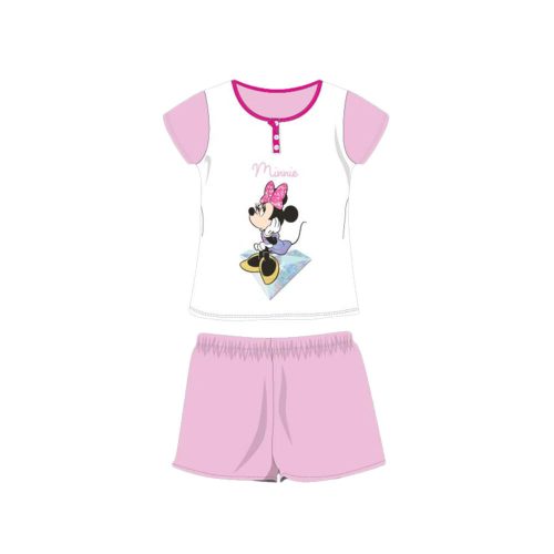 Zomer korte mouw kinderkatoenen pyjama - Disney Minnie Mouse - met Minnie opdruk - lichtroze - 110