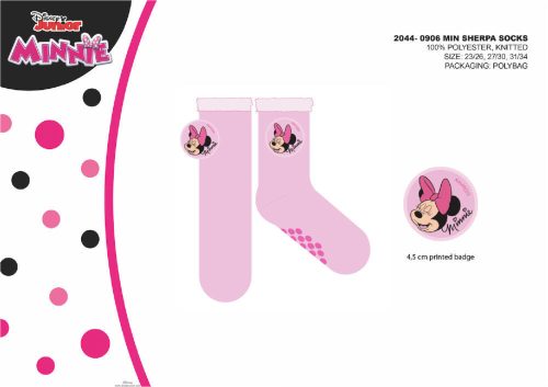 Disney Minnie Mouse antislip warme winterkousen voor kinderen - sherpa sokken - lichtroze