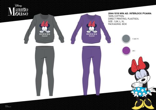 Winterse katoenen interlock damespyjama - Disney Minnie Mouse - Morning Face print