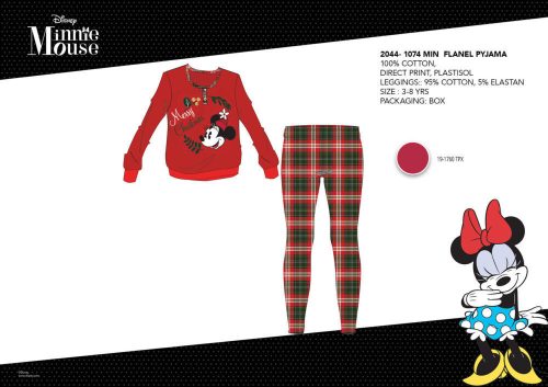 Winter thick cotton children's pajamas - flannel pajamas - Disney Minnie Mouse - red - 98