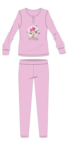 Disney Minnie Mouse winter katoenen kinderpyjama - interlock pyjama - lichtroze - 134-140