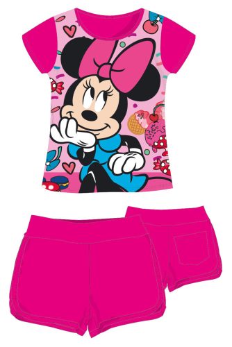 Disney Minnie Mouse katoenen zomeroutfit - T-shirt en korte broek set - roze - 128