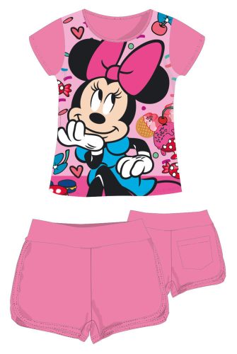 Disney Minnie Mouse katoenen zomeroutfit - T-shirt en korte broek set - roze - 104