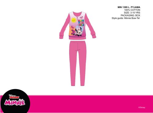Disney Minnie Mouse winter dunne katoenen kinderpyjama - jersey pyjama - donkerroze - 116