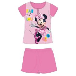   Disney Minnie Mouse zomerpyjama met korte mouwen voor kinderen - katoenen jersey pyjama - roze - 128