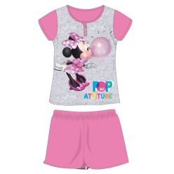   Disney Minnie Mouse zomerpyjama met korte mouwen voor kinderen - katoenen jersey pyjama - grijs - 128