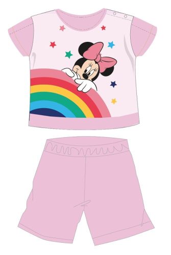 Disney Minnie Mouse summer short-sleeved baby pyjama - cotton jersey pyjama - rainbow pattern - light pink - 92