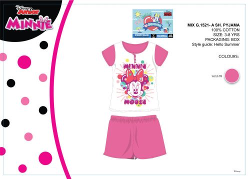 Disney Minnie Mouse zomerpyjama met korte mouwen voor kinderen - katoenen pyjama - roze