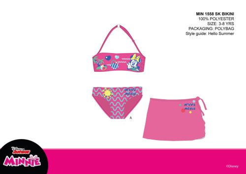 Disney Minnie Mouse bikiniset voor meisjes - bikini + rok - donkerroze - 104