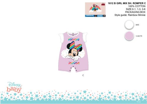Disney Minnie muis zomerse korte mouw baby romper - lichtpaars-wit - voor baby's van 0-1 maand