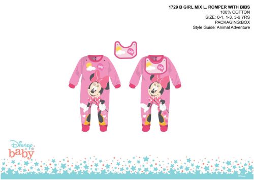Disney Minnie Mouse baby romper met voorsluiting - roze-rood - voor baby's van 1-3 maanden