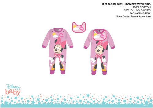 Disney Minnie Mouse baby romper met voorsluiting - lichtroze-paars - voor baby's van 1-3 maanden