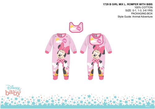 Disney Minnie Mouse baby romper met voorsluiting - lichtroze-roze - voor baby's van 1-3 maanden