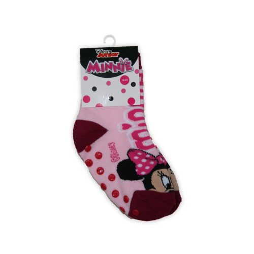 Antislip kinder enkelsokken - Minnie Mouse - pluche - Minnie met tekst - roze - 19-22
