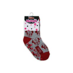   Antislip kinder enkelsokken - Minnie Mouse - pluche - Minnie hoofd - grijs - 23-26
