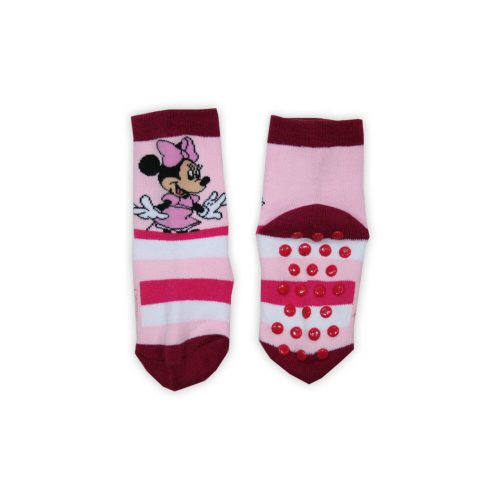 Antislip kinder enkelsokken - Minnie Mouse - pluche - lichtroze - 27-30