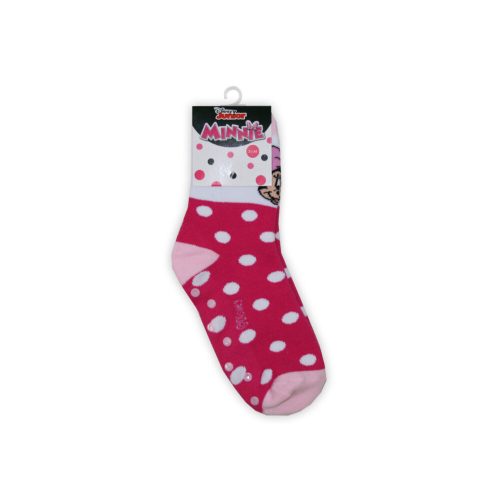 Antislip kinder enkelsokken - Minnie Mouse - pluche - gestippeld - roze-wit - 27-30