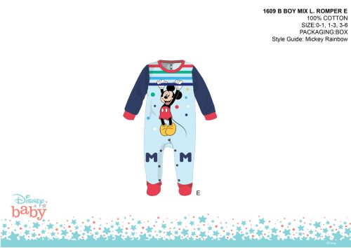 Disney Mickey Mouse baby romper - lichtblauw-rood - voor baby's van 1-3 maanden