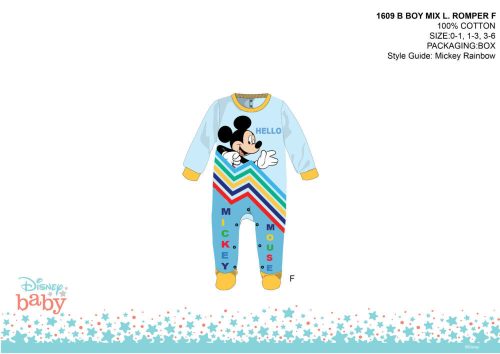 Disney Mickey Mouse baby romper - lichtblauw-geel - voor baby's van 0-1 maand