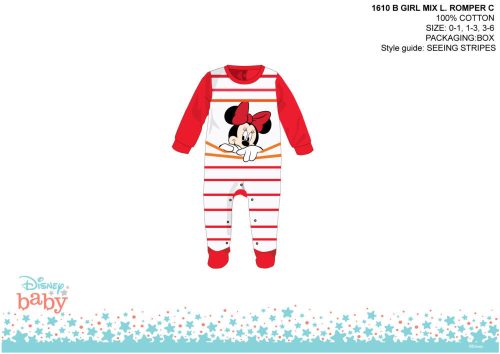 Disney Minnie Mouse baby romper - wit-rood - voor baby's van 0-1 maand