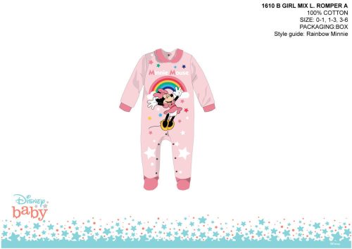 Disney Minnie Mouse baby romper - met kraag - met Minnie Mouse opdruk - lichtroze-roze - voor baby's van 0-1 maand