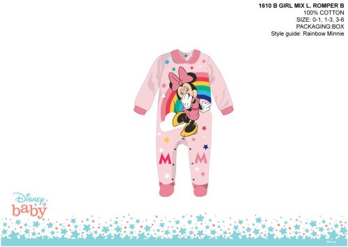 Disney Minnie Mouse baby romper - met kraag - lichtroze-roze - voor baby's van 1-3 maanden