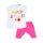 Zomerse katoenen t-shirt-broek set voor baby's - wit-roze - 98