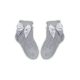 100% katoenen meisjespop sokken met gehaakt bovenstuk - strikversiering - grijs - 14-15