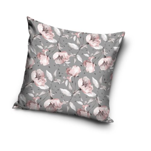 Bloem patroon kussensloop 40x40 cm - grijs
