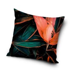 Bloem patroon kussensloop 40x40 cm - zwart-oranje