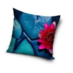 Bloem patroon kussensloop 40x40 cm - blauw-roze