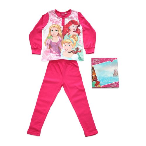 Lange dunne katoenen kinderpyjama - Prinsessen - Rapunzel, Ariel, Doornroosje print - Jersey - roze - 104