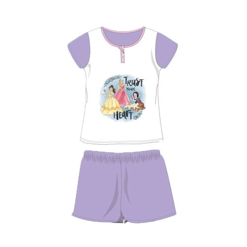 Zomer korte mouw kinder katoenen pyjama - Disney Princesses - Met de tekst "Trust your heart" - lichtpaars - 116