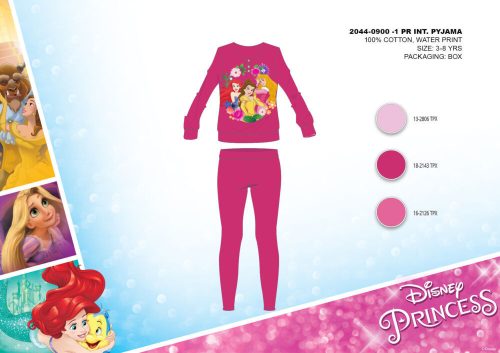 Winterse katoenen interlock kinderpyjama - Disney Princessen - roze - 116