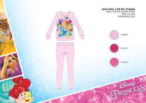 Winterse katoenen interlock kinderpyjama - Disney Princessen - lichtroze - 110