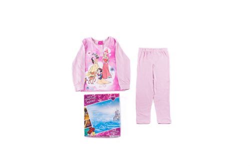 Lange dunne katoenen kinderpyjama - Disney Prinsessen - 122 - lichtroze