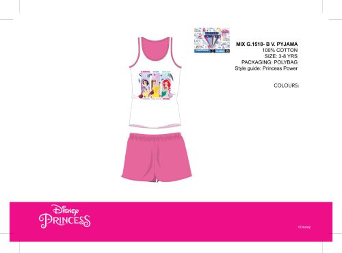Disney Princess zomerpyjama zonder mouwen voor kinderen - katoenen pyjama - roze