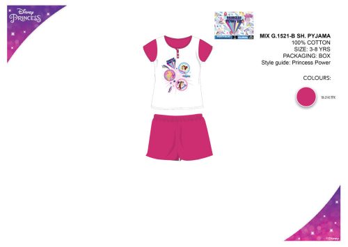 Disney Princess zomer korte mouw kinderpyjama - katoenen pyjama - roze