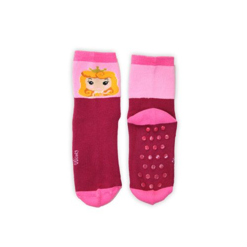 Antislip kinderbeenwarmers - Disney Prinsessen - volledig pluche - bordeaux-roze - 27-30