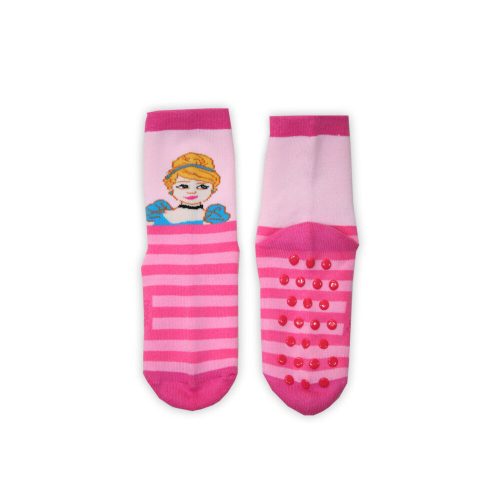 Antislip kinderbeenwarmers - Disney Prinsessen - volledig pluche - roze gestreept - 27-30