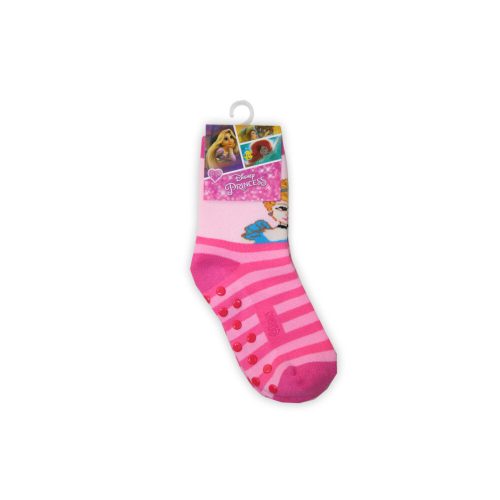 Antislip kinderbeenwarmers - Disney Prinsessen - volledig pluche - roze gestreept - 31-34