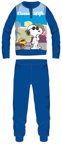 Snoopy long thin cotton children's pyjama - jersey pyjama - medium blue - 122