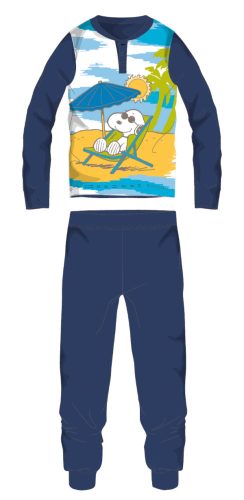 Snoopy long thin children's pyjama - cotton jersey pyjama - dark blue