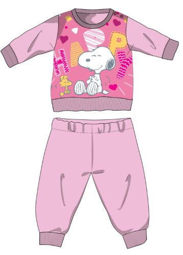 Snoopy lange smalle baby pyjama - katoenen jersey pyjama - lichtroze - 92