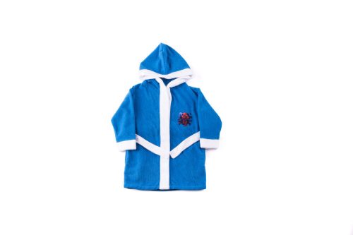 Kinderbadjas - Microfiber met capuchon - Spiderman - 134-140 - middenblauw