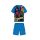 Zomer korte mouw kinderkatoenen pyjama - Spiderman - met Super Hero print - middelblauw - 122