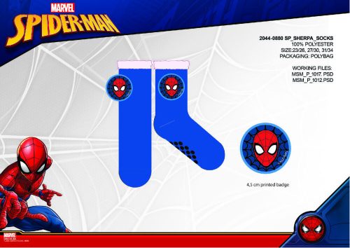Spiderman antislip warme winterse sokken voor kinderen - sherpa sokken - donkerblauw