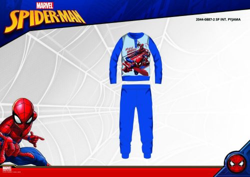 Winterse katoenen interlock kinderpyjama - Spiderman - middelblauw - 104