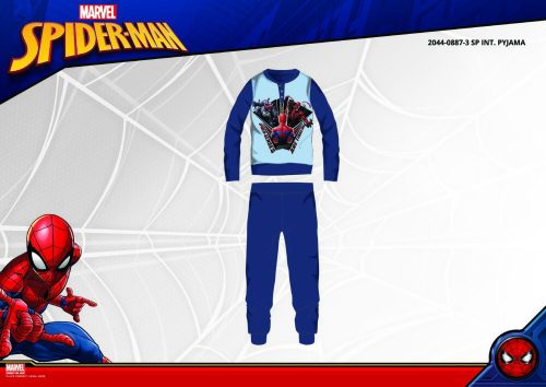 Winterse katoenen interlock kinderpyjama - Spiderman - donkerblauw - 122
