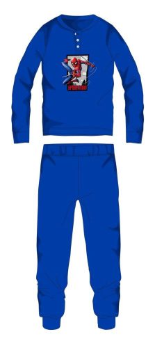 Spiderman winterse katoenen kinderpyjama - interlock pyjama - middenblauw - 128